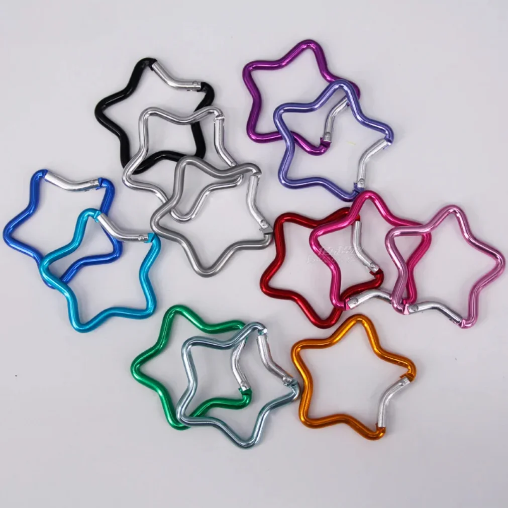 Outdoor Star Shaped Spring Locking Carabiner Clip Keychains for Backpack Camping Hiking Traveling Multicolour pcs