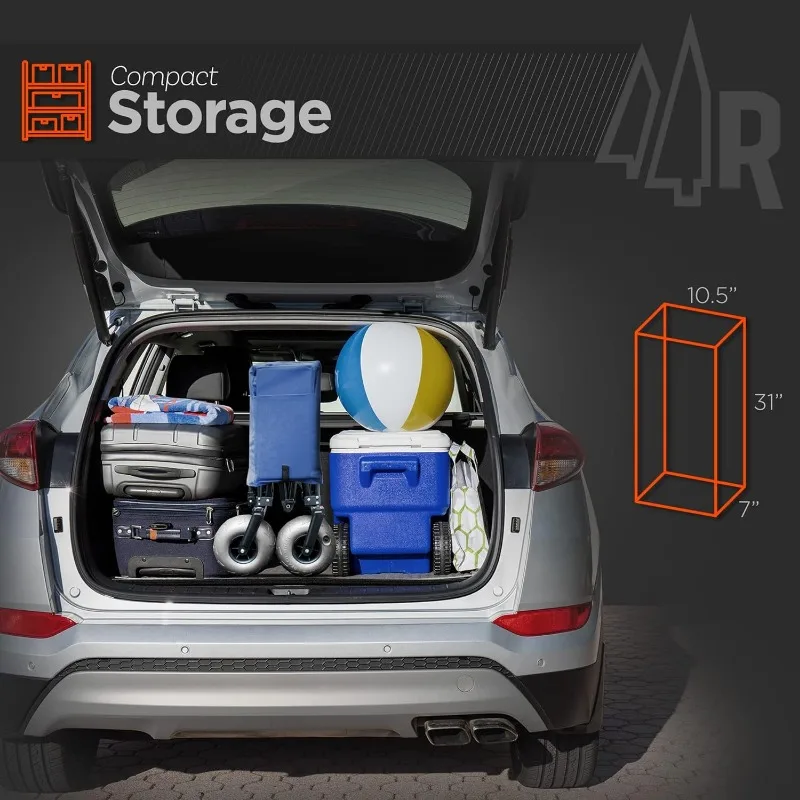 Big Wheel Beach Cart All Terrain Steel Frame Multi-Purpose Cart with 9-inch Pneumatic Tires Foldable Design STRONG AND DURABLE
