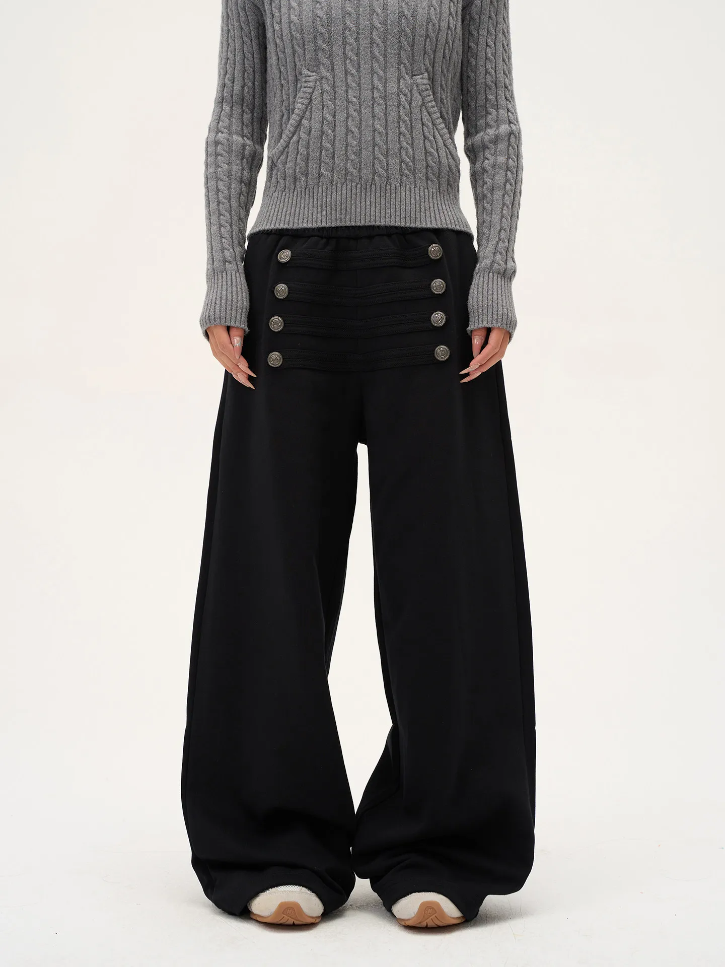 2026 Vintage Weite Damen-Herbst-Winter-Jogginghose mit Einzigartigem Design, Drapierte Bodenlange Hose, Lässige Vielseitige Sportliche Hose – Detail 5