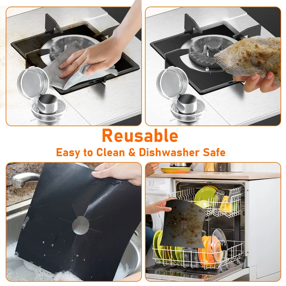 4/8PC Stove Protector Cover Liner Gas Stove Protector Gas Stove Stovetop Burner Protector Kitchen Accessories Mat Cooker Cover