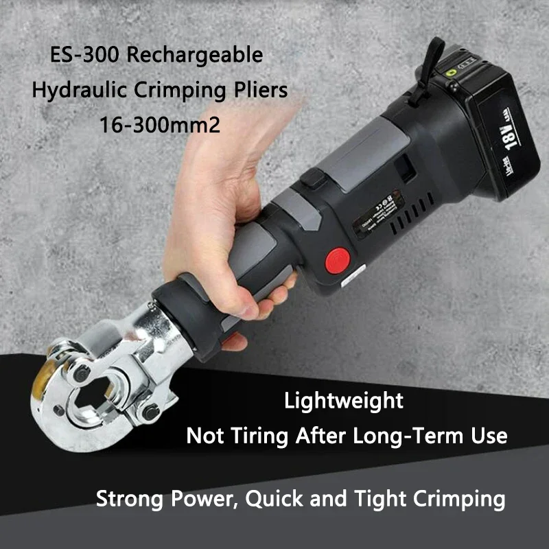 

Mini Electric Hydraulic Crimping Pliers ES-300 Black Digital Display Lithium Battery-Powered Compact Portable Straight-Handle Pl