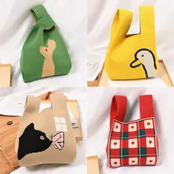 Ins Color Handbag Niche Design Large-capacity Knitted Tote Bag New Versatile Women's Shopping Bags