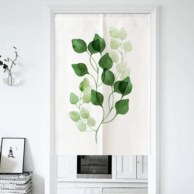 

Nordic Green Leaves Door Curtain Living Room Bedroom Shuttered Curtain Noren Japanese Curtain Entrance Feng Shui Door Curtain