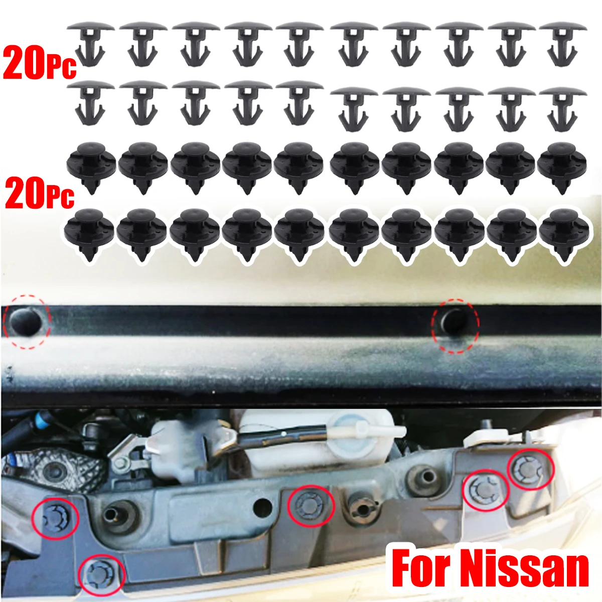 

20PC For Nissan Qashqai J10 X-Trail T31 T32 Rear Door Upper Weatherstrip Bonnet Wheel Arch Lining Facia Splash Guard Clips Rivet