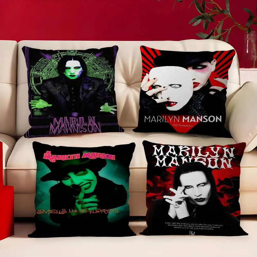 

Singer Marilyn Manson Cushion Cover Pillowcase Upholstery Sofa Throw Pillow Home Decor Pillowcas