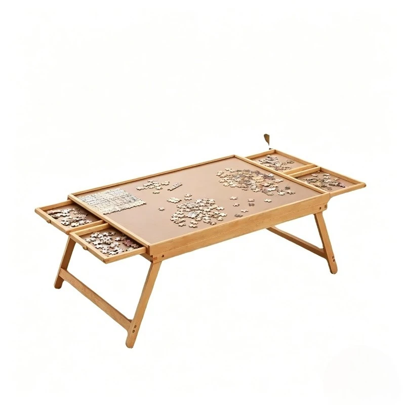 Wooden puzzle table Portable drawer storage board Children's classification table Bookcase Solid wood 011 Modern simplicity