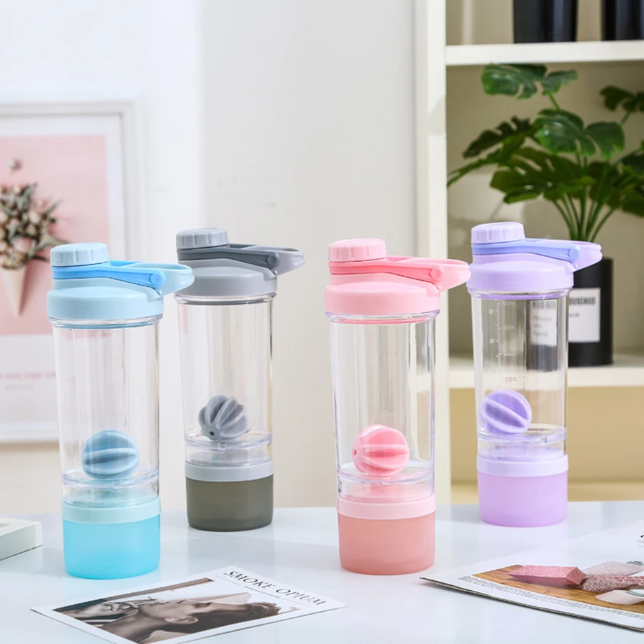 

100pcs/Lot PP Protein Shaker With Storage Box Sports Bottle Mixer Plastic Cup 500ml/17oz Tumbler Free Whisk Powder Milk BPA-free