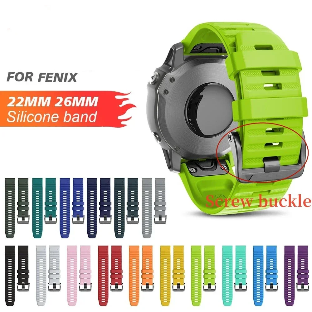 

26mm 22mm Band for Garmin Fenix 6X/6X Pro/5/3 Soft Silicone Strap for Fenix 6/6 Pro/5X/5 Plus Watchband Bracelet