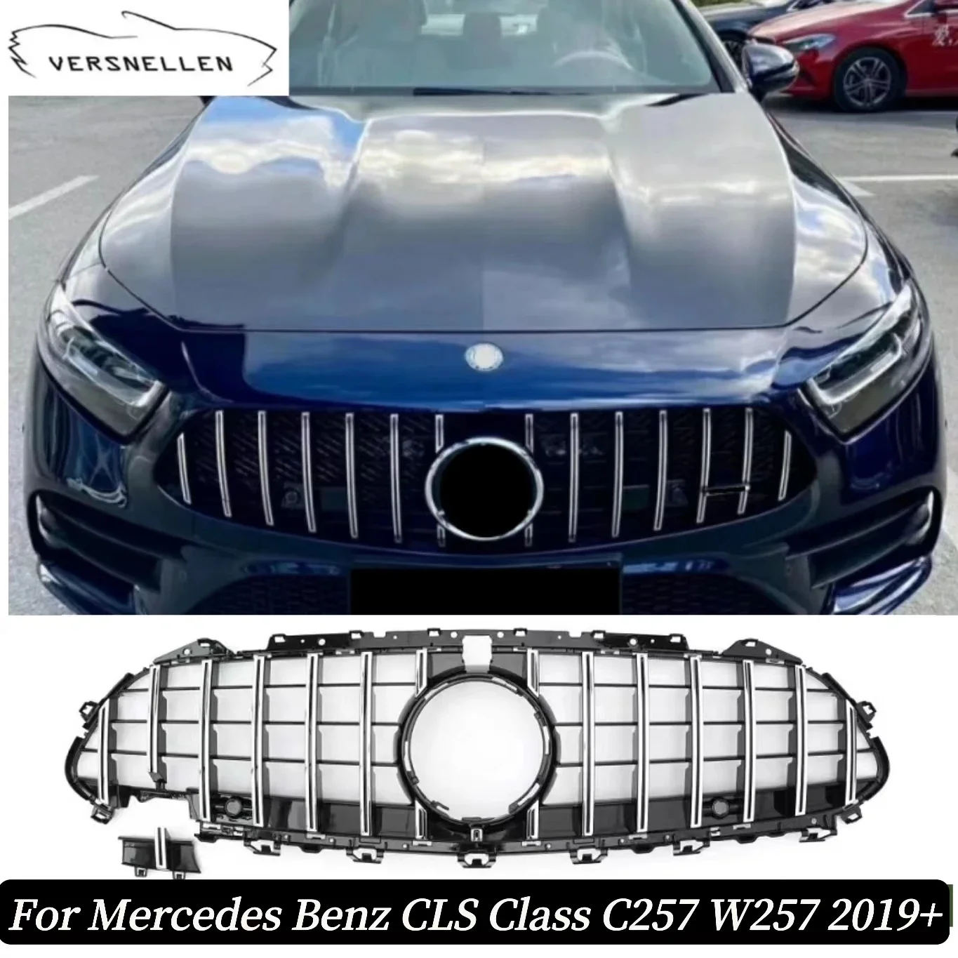 GT Style Front Kidney Grille For Mercedes Benz CLS Class C257 W257 2019-2021 CLS300 CLS350 CLS450 CLS500 CLS External Spare Part