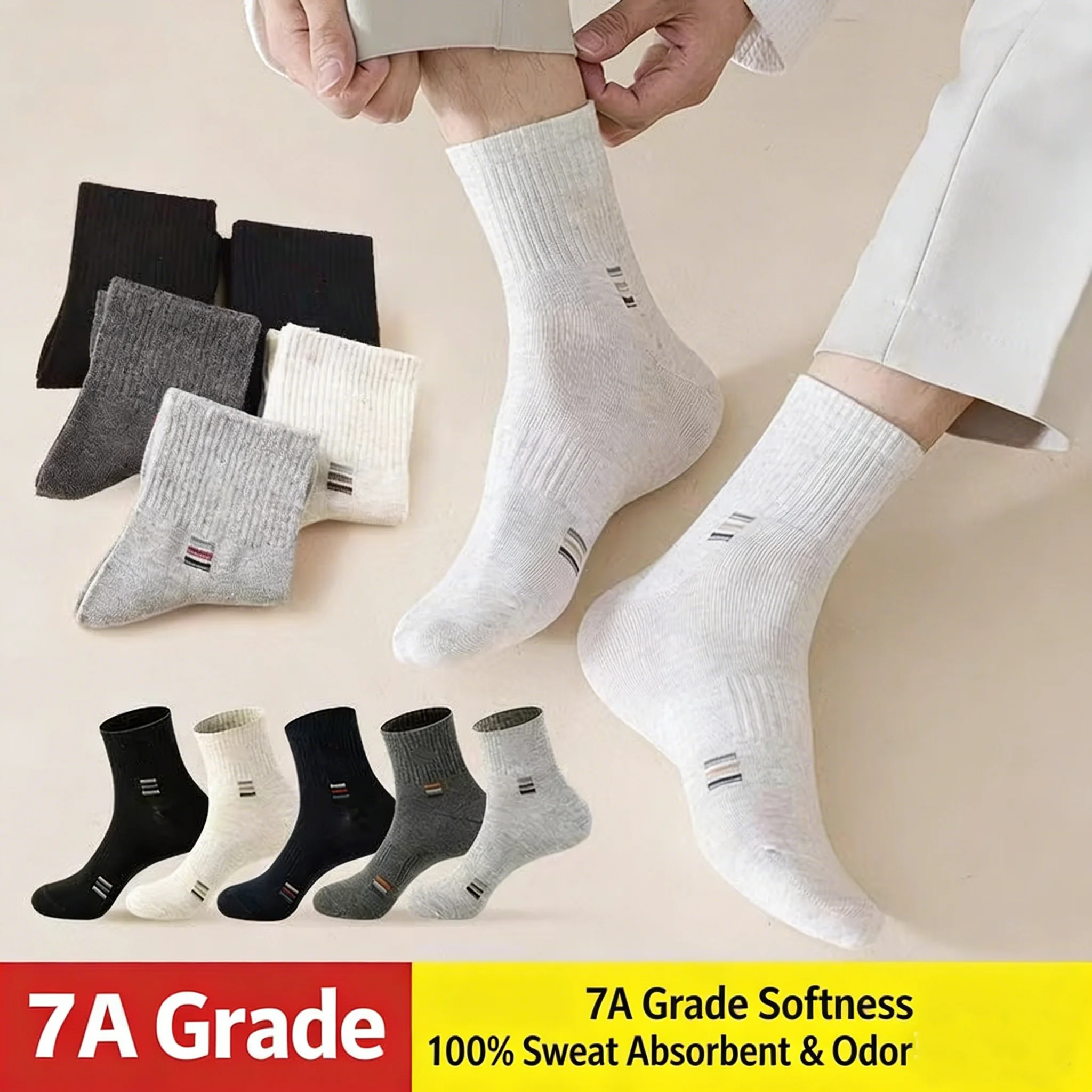 5/10 Paar Unisex Mid-Tube Socken mit Taillenbund 2026 Neu Geruchshemmend Atmungsaktiv Weich Elastisch Business Sport Alltag Vier Jahreszeiten Socken – Detail 13