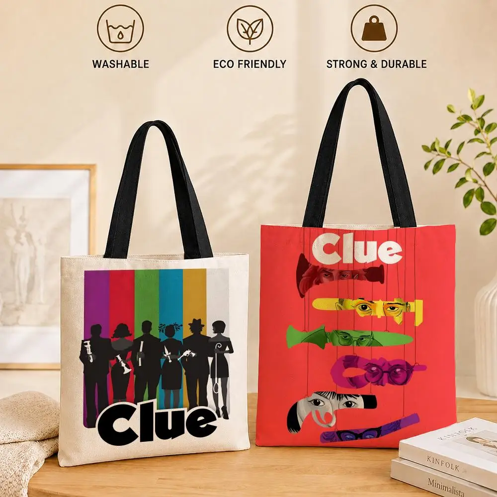 Sacs de rangement Game C-Cluedo C-Clue, sac fourre-tout en toile pour femmes, sac à bandoulière réutilisable de grande capacité