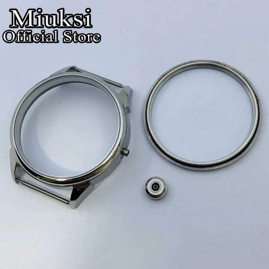 Miuksi 42mm silver black rose gold stainless steel watch case fit ETA6497 6498 Seagull ST3600 ST3620 ST36series movement