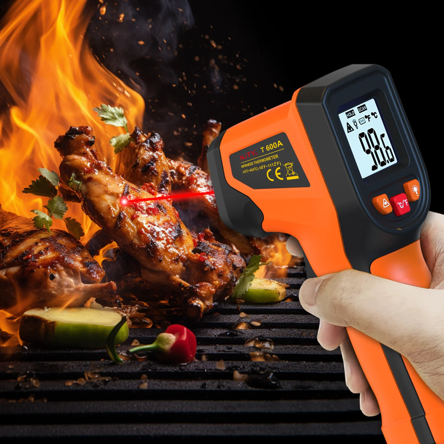 ميزان الحرارة بالأشعة تحت الحمراء عدم الاتصال ميزان حرارة الطعام بندقية ميزان الحرارة المنزلية الرقمية لأدوات الطبخ المطبخ 600 ℃ #1