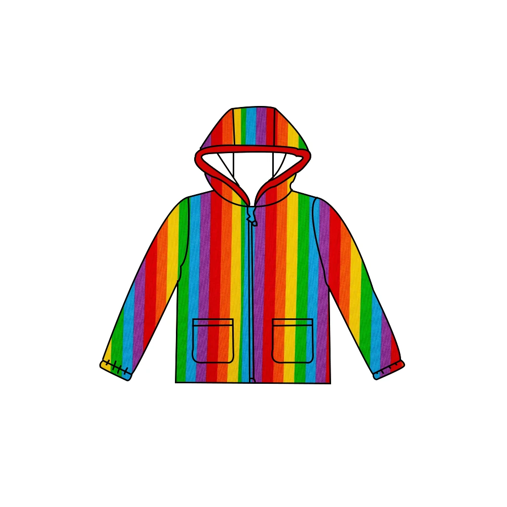 

Лидер продаж, детская радужная толстовка с капюшоном, дизайнерская карманная шляпа для мальчиков и девочек, толстовки на молнии на заказ