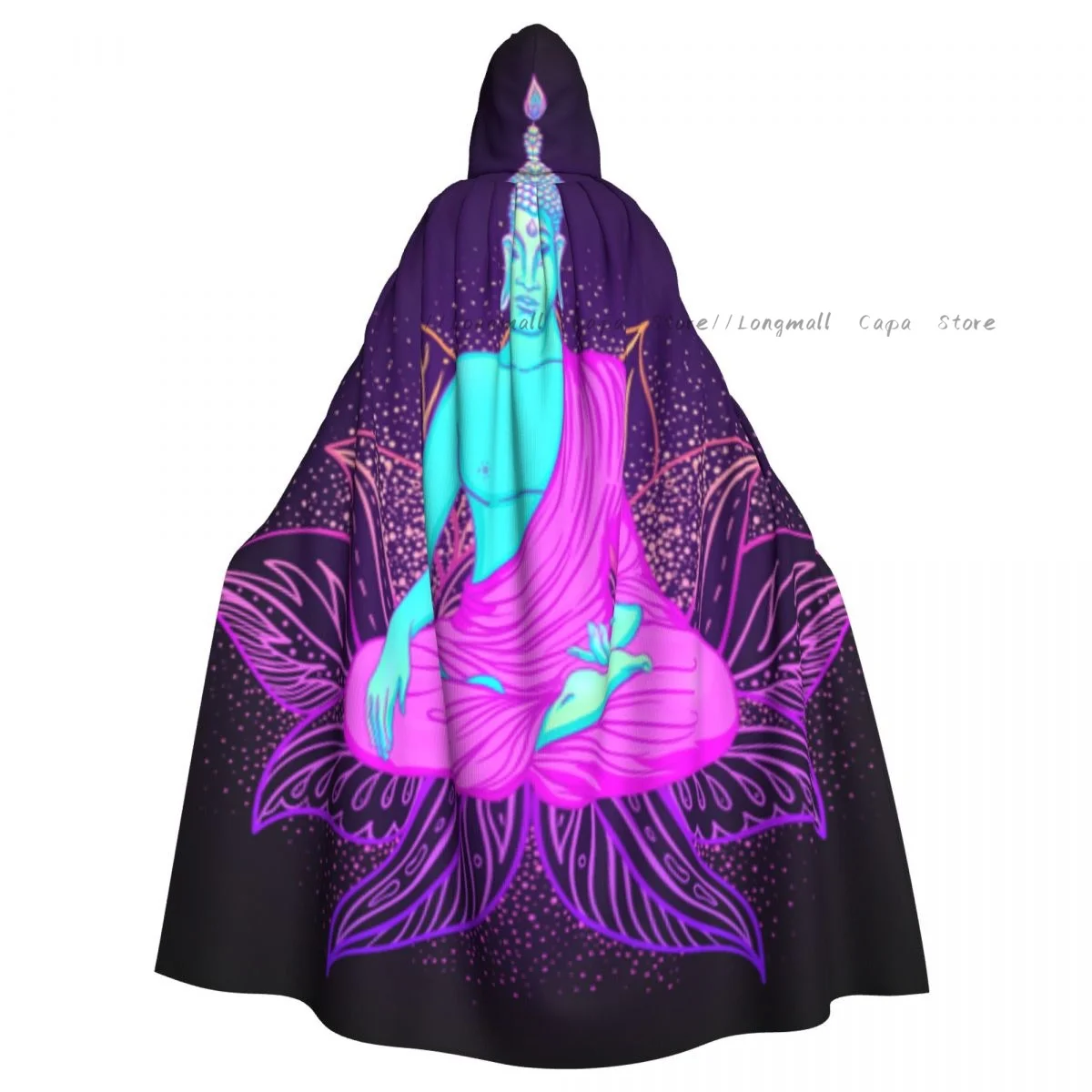 Witch Cloak Buddha Silhouette Halloween Cosplay Costume Unisex Adult Cloak Retro Ages Cape