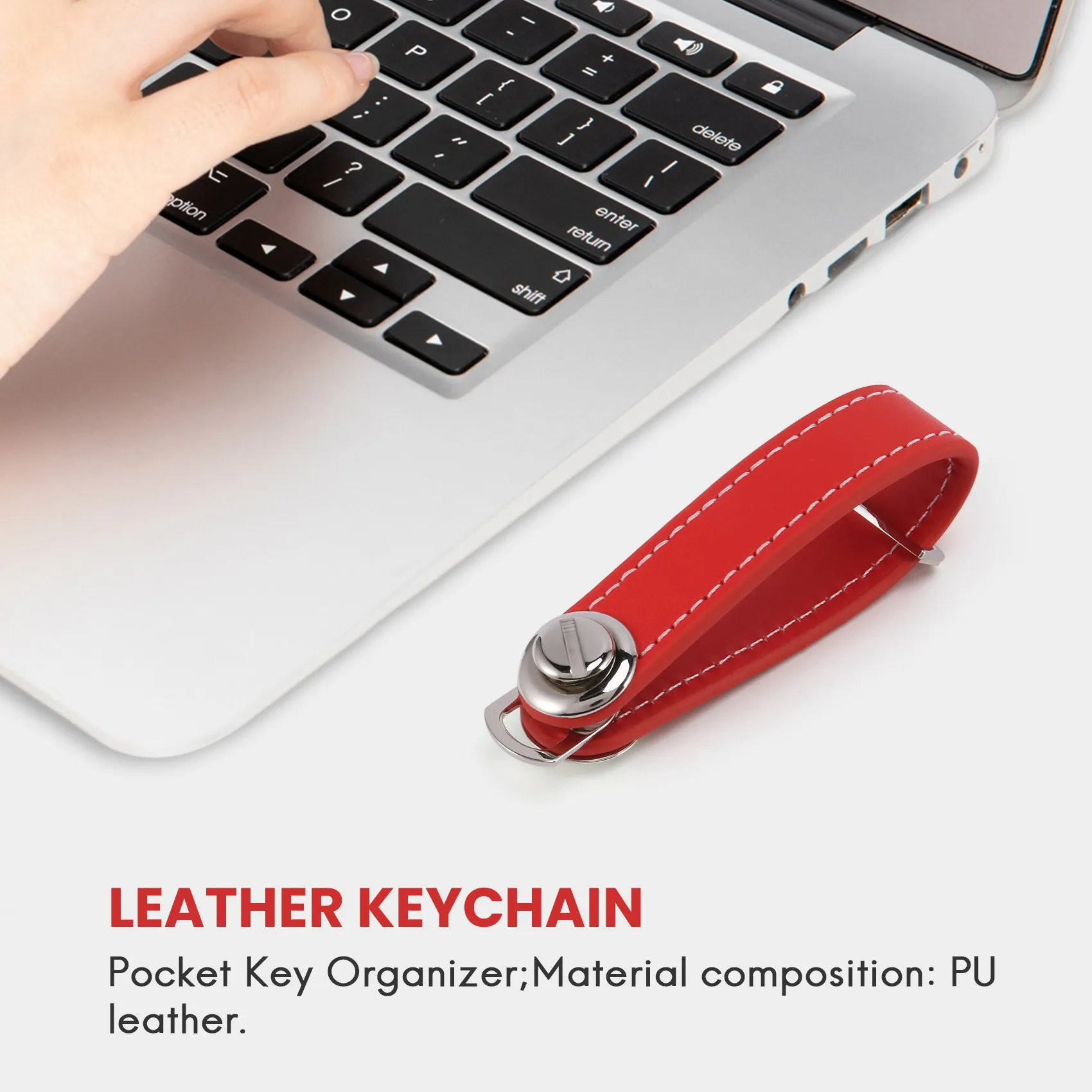 ABQR Fashion Car Key Pouch Bag Case Wallet Holder Chain Key Wallet Ring Pocket Key Organizer Smart Leather Keychain Red