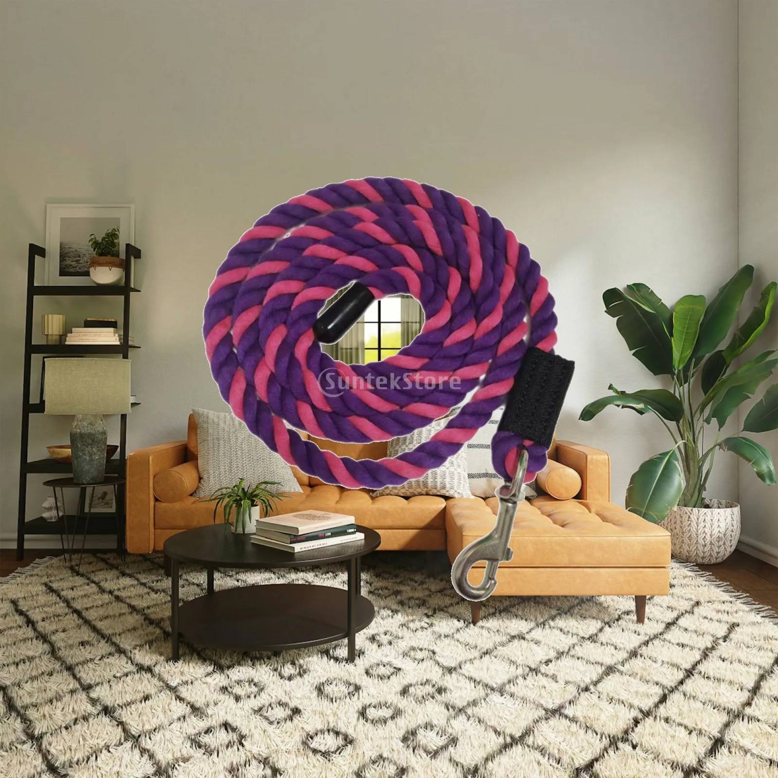 Corde de conduite en coton avec boucle pour chevaux, animaux de compagnie et bétail, pour l'équitation et l'entraînement