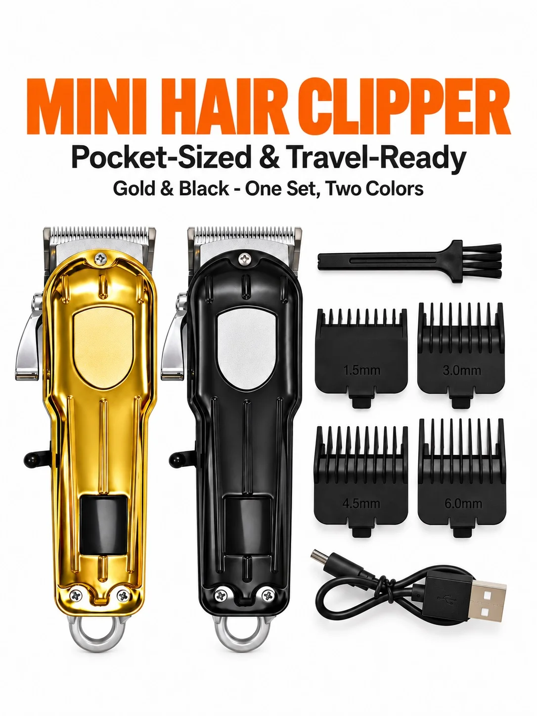 Compact and Portable, Multi-Color Digital Display Men's Hair Clipper, Digital Display Men's Electric Hair Clipper, T-Shaped Blade with Four Guide Combs, Side Length Adjustment, Push-Button Start, Type-C Charging Cordle