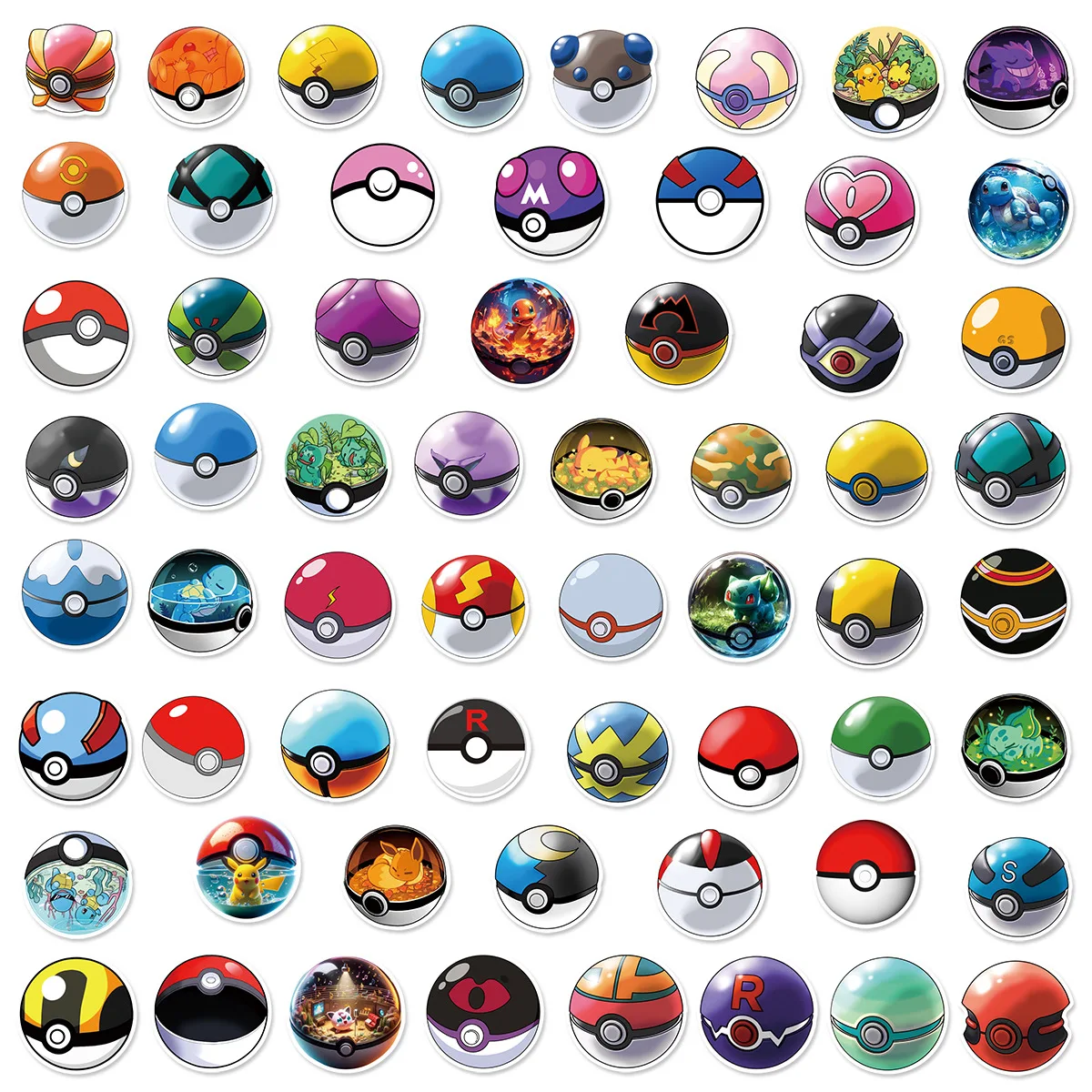 10/30/60PCS Cartoon Pokémon Ball Anime Sticker DIY Decoration Waterproof Skateboard Notebook Graffiti Toy