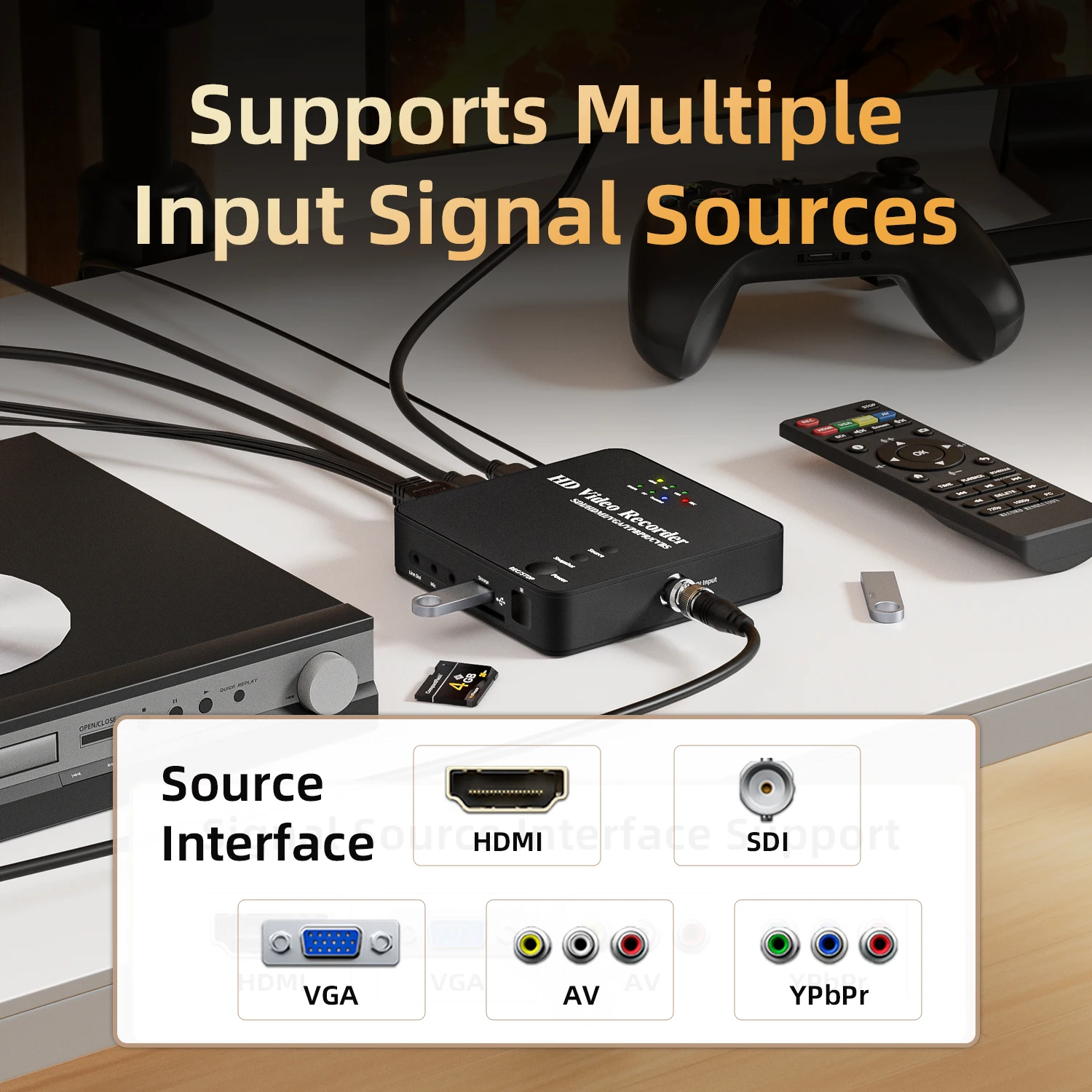 UR350 Premium SDI Video Grabber Compatible with PlayStation Xbox PC for Gaming Record Support 4K HDMI Input Standalone Device