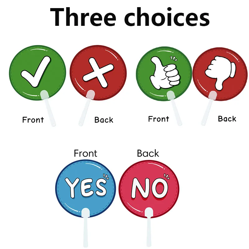 5 Pcs YES NO Handheld Answer Cards Classroom Interactive Teaching Aids True False Signs English Question Answer Prop