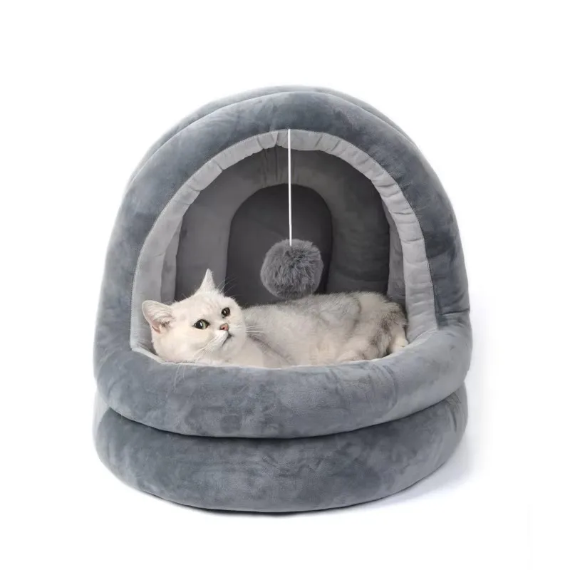 

Милый стильный съемный и моющийся домик-лежанка для кошек с крышей для сохранения тепла, диван-домик для питомцев