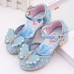 Disney Frozen bambini scarpe con tacco alto principessa scarpe per bambini sandali nuove scarpe Elsa per ragazze vestito in pelle cartone animato regina della neve