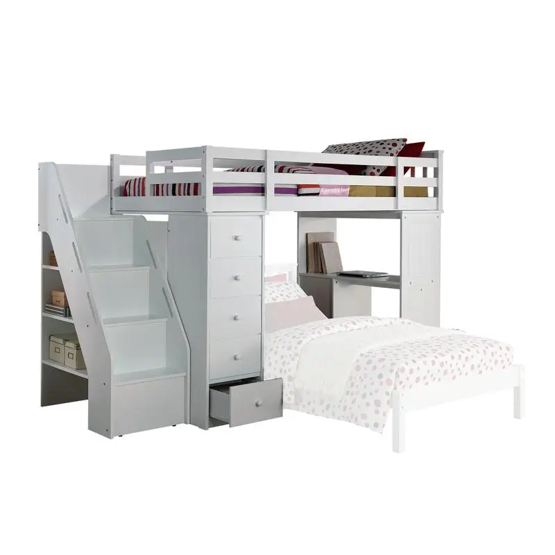 

Twin Loft Bed with Storage, White Finish, No Bottom Twin Bed Included