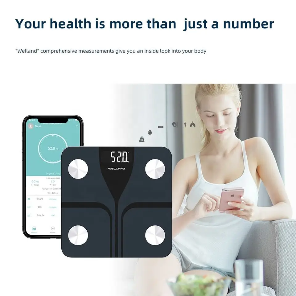 Body Fat Scale Weight Bathroom Smart Digital Bluetooth Scale with Smartphone App, Body Composition Monitor for Body Fat, BMI, Bo