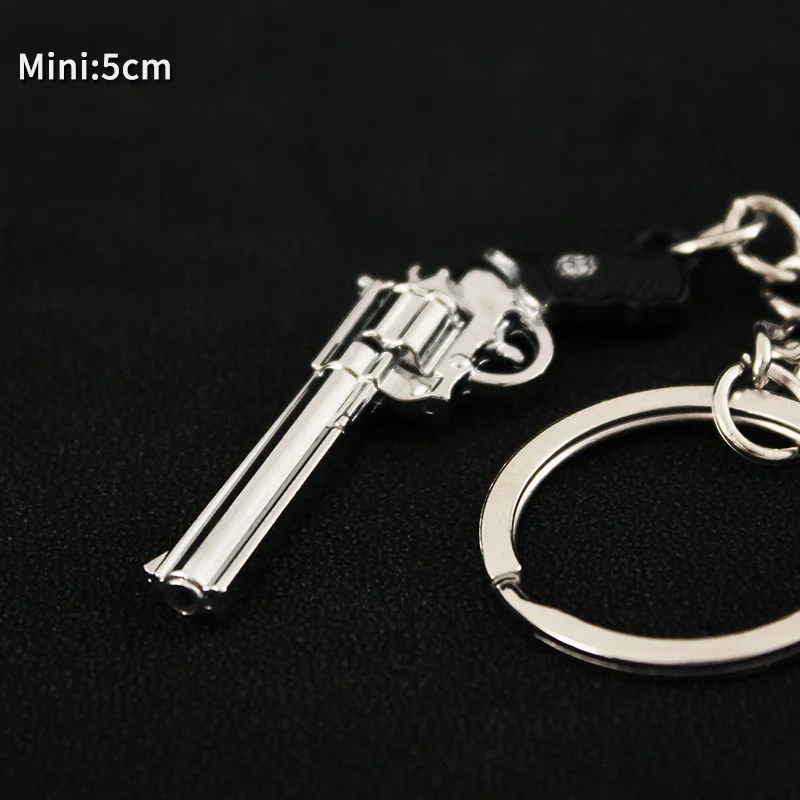 Game PUBG Mini Gun Keychain Model Pistola Miniatura De Metal Accessories Alloy Periphery Mini Revolver Key Ring Gift Toy for Boy