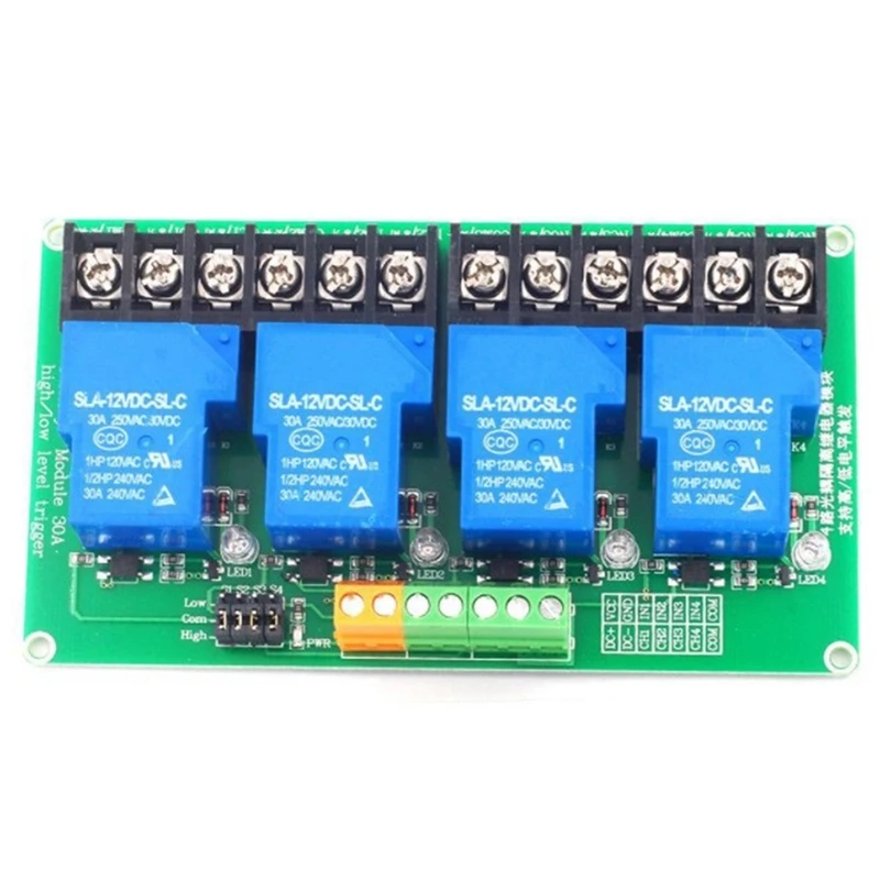 

4 Channel Relay Module 30A With Optocoupler Isolation Supports High And Low Triger Trigger For Smart Home