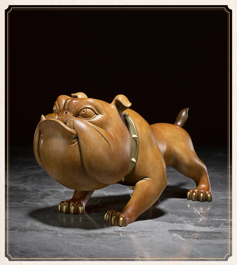 Limited edition high grade Bronze carving Bulldog dog Decoration ART GOOD LUCK HOME Club BAR Company ornament