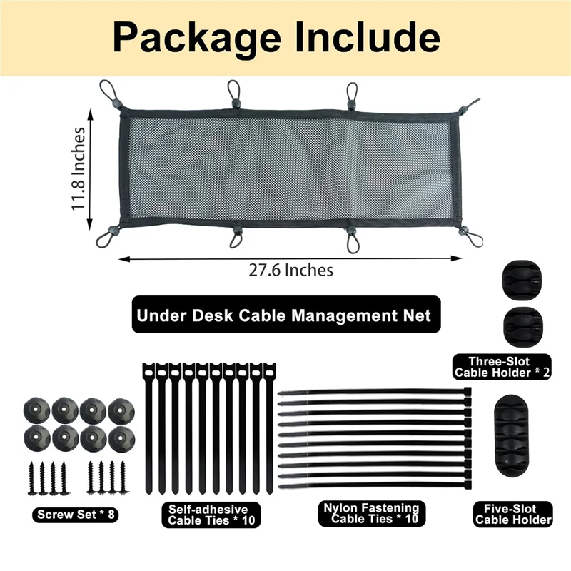 Cable Management Net Under Desk, Extra Large Cable Net, Flexible Privacy Mesh Cable Management Net, Under Desk Net