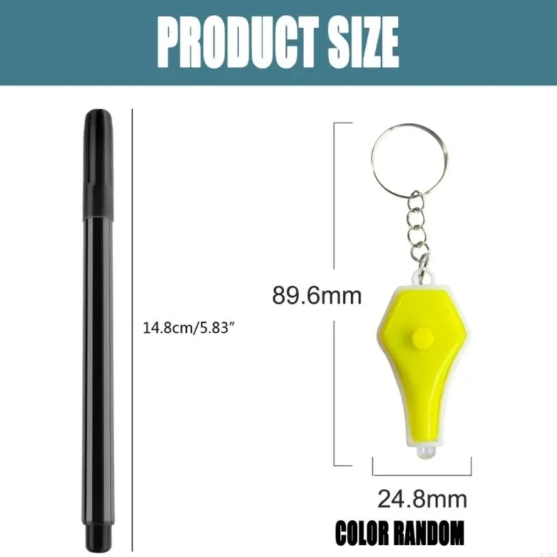 2pcs قلم الأحبار غير المرئية مع مصباح LED مفتاحية المفاتيح لملاحظة سرية K1kf
