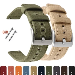 Braided Canvas Watch Band for Samsung Galaxy 3/4 40mm 44mm Classic 46/42mm Quick Release Bracelet for Huawei Strap18mm 20mm 22mm