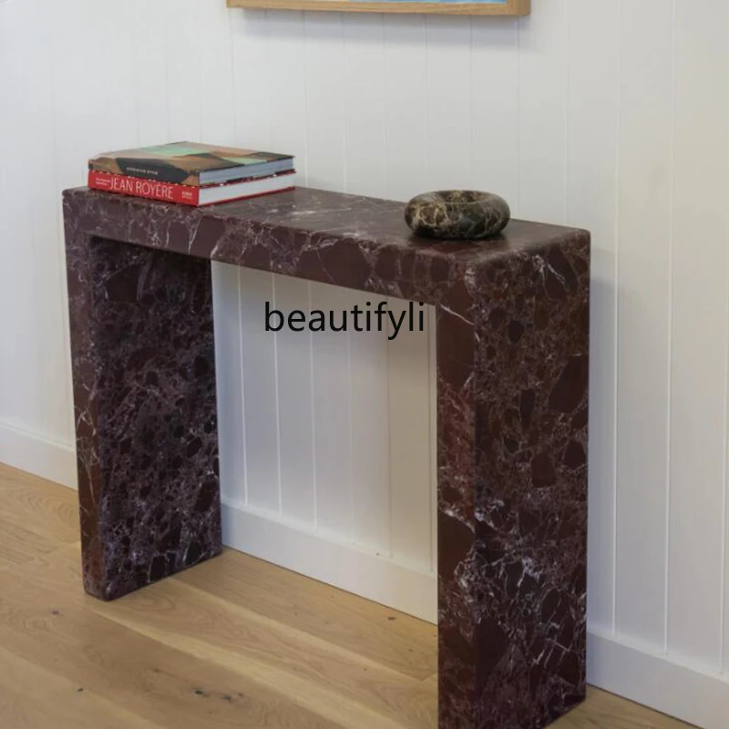 

Italian minimalist light luxury high-end entrance table Modern simplicity, marble entrance table against the wall