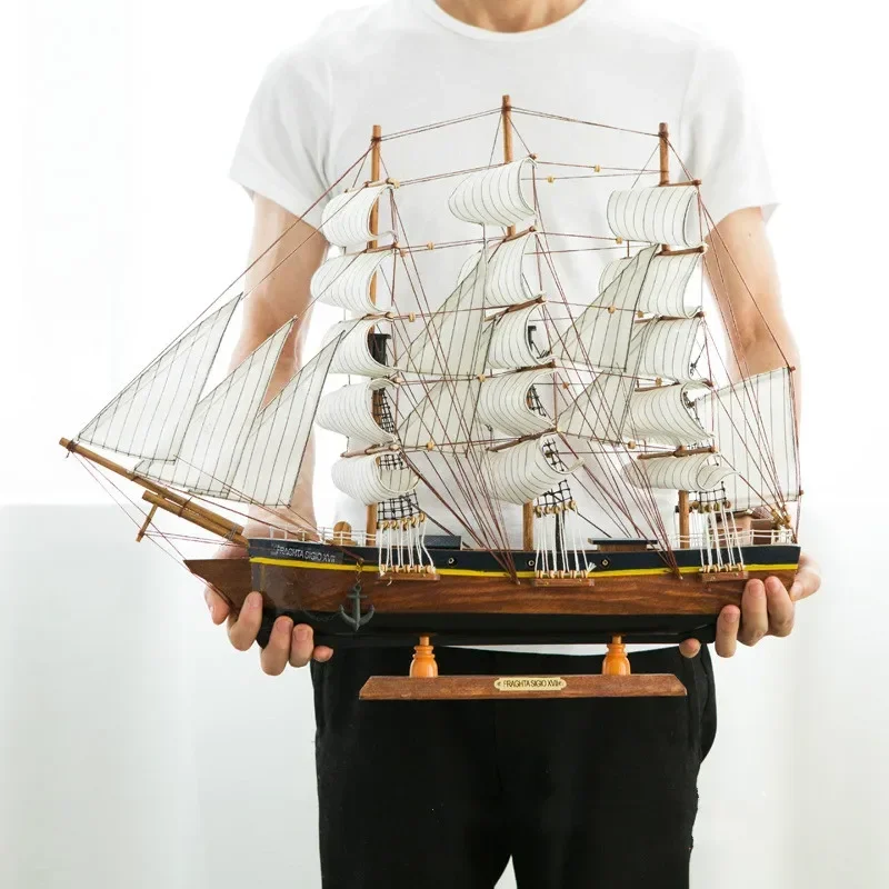 [ Assembled ] 60cm Large 3D Wooden Sailboat Model Craft Toys Sailing Boat Ship model collect home decor New Hose Gift to friend