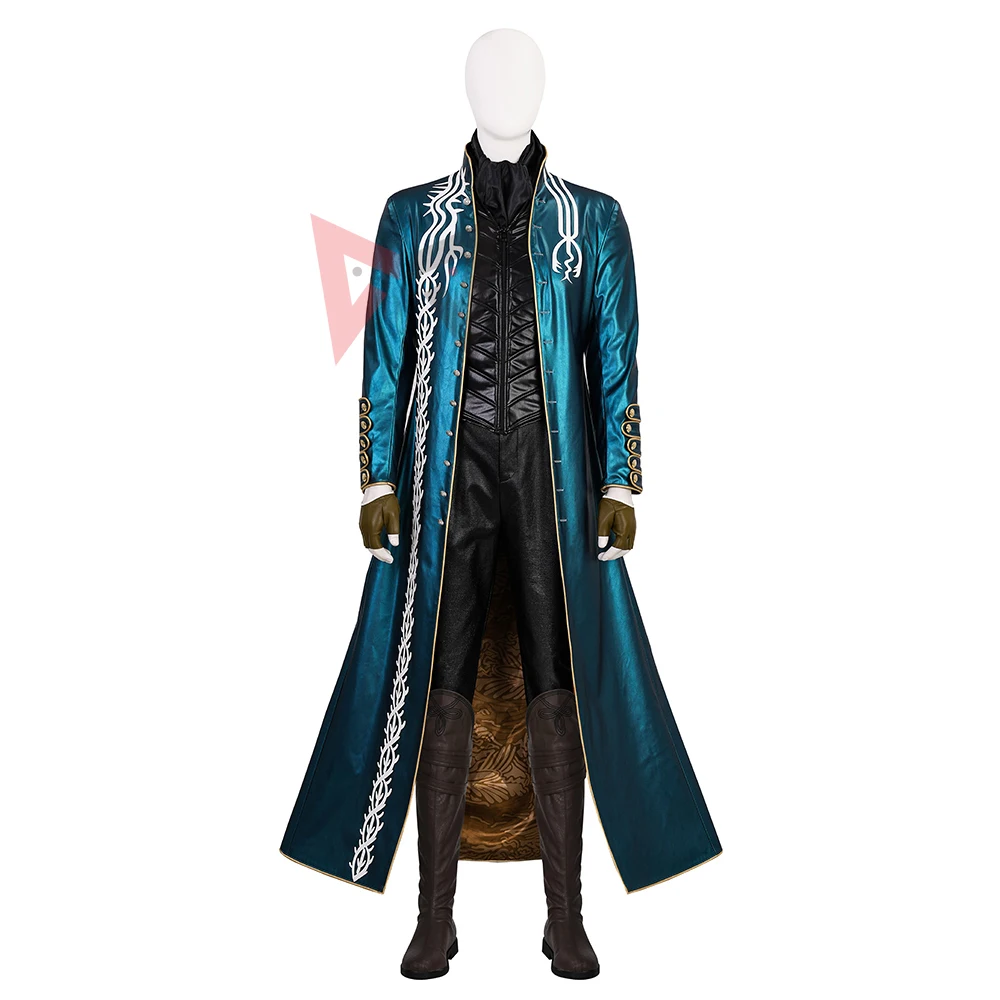 

Новый костюм для косплея Deviling May Crying 3, Вергил, комплект с пальто, курткой, жилетом, перчатками для Хэллоуина, игровой вечеринки, индивидуальный заказ