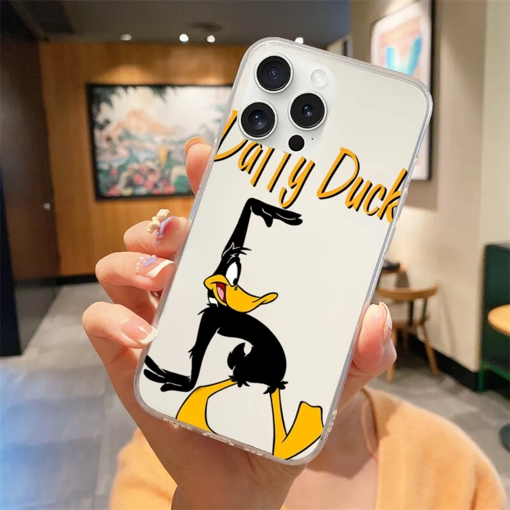 Cartoon Daffy Duck Phone Case For Transparent iPhone 14 15 12 11 13 Max Plus Pro Mini Shell