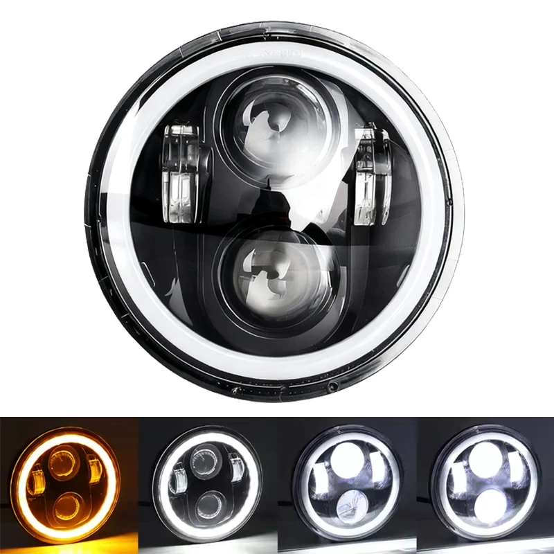 5-3/4 5.75 بوصة دراجة نارية المصباح هالة عيون الملاك عالية منخفضة شعاع DRL بدوره إشارة مشروع ل هارلي سبورتستر 883 XL883 FXCW