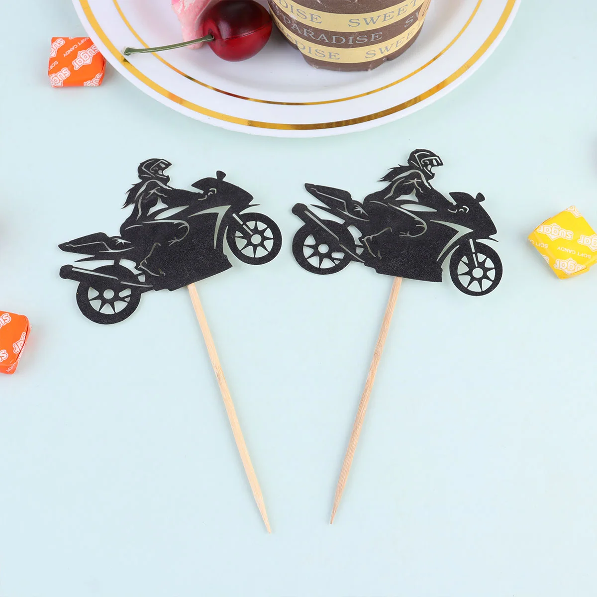 40pcs Motorcycle Style Cake Inserts Creative Cake Toppers Cool Cake Ornaments Cake Pick for Shop Party ( Style 1)