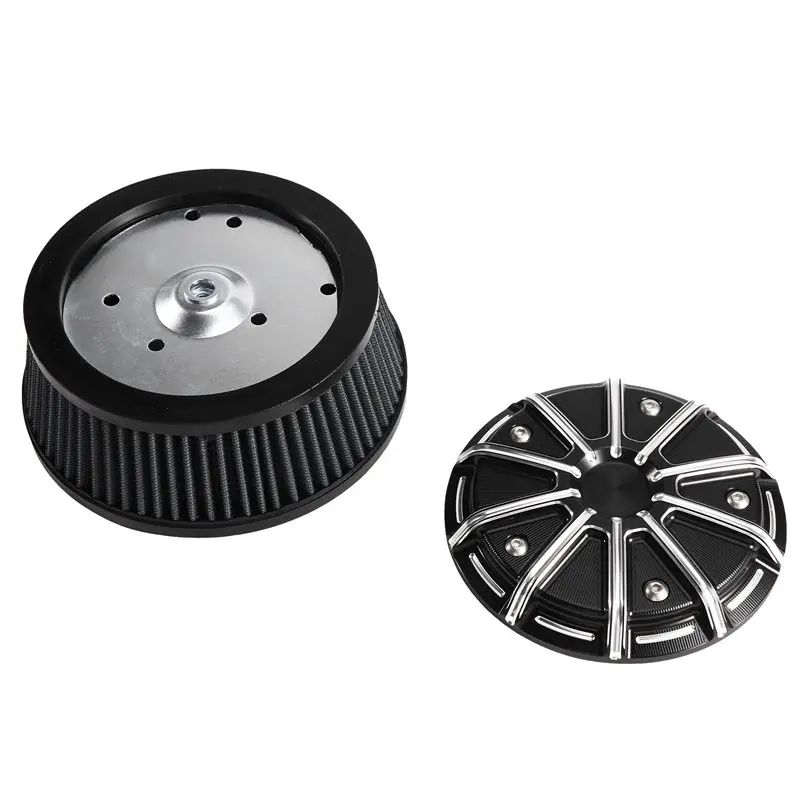Motorcycle For Harley Touring 99-16 Dyna 99-17 Softail 00-17 Black Striped Air Cleaner Cover+ 6-Hole Filter Element Kit