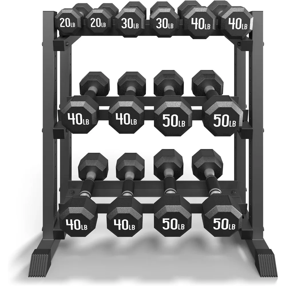 

3-Tier Dumbbell Rack Stand Only, Adjustable Weight Rack for Home Gym, Heavy-Duty Weight Stand for Dumbbells Kettlebells, Black