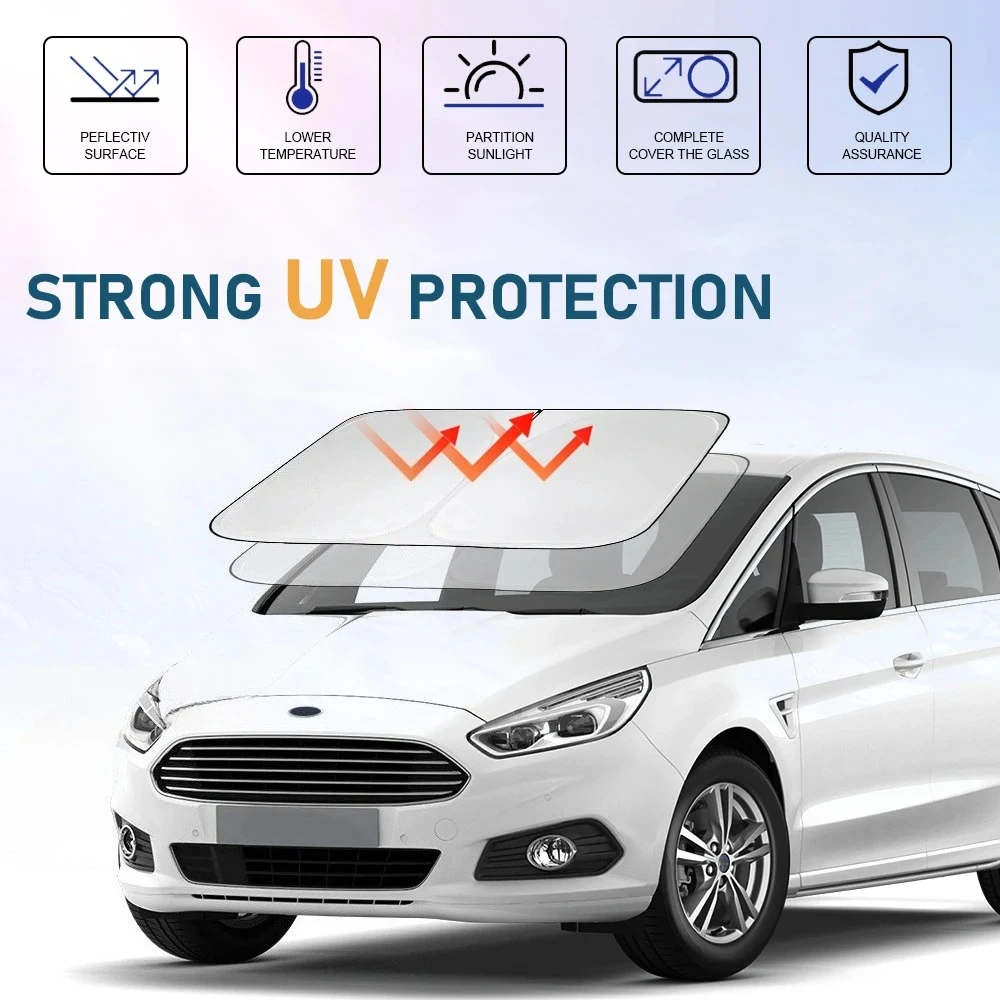 

For Ford S-Max SMax 2006 -2018 2019 2021 2022 2023 Windshield Sun Shade Window Shade Sun Visor Cover Foldable Blocks UV Rays