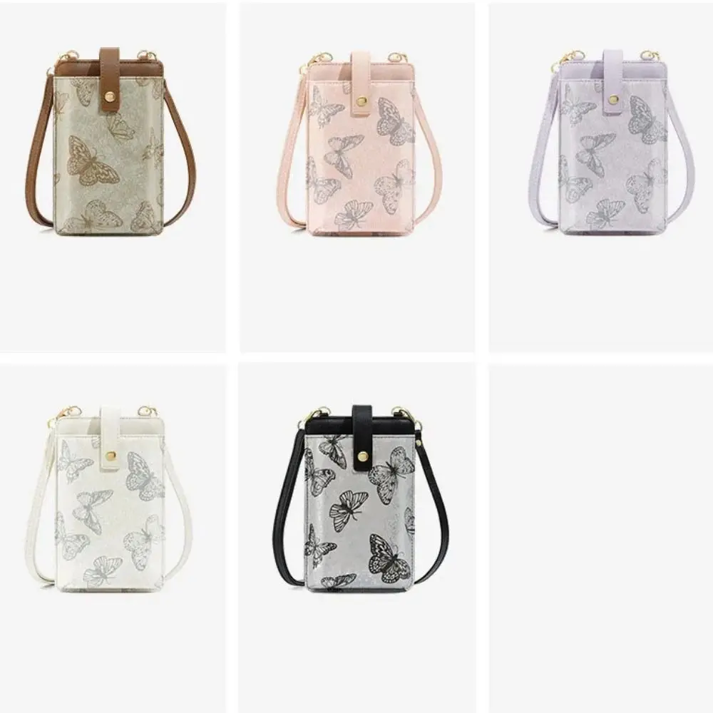 蝶携帯電話バッグ多機能 PU レザー電話クロスボディバッグぶら下げ財布ミニ女性のメッセンジャーバッグアウトドア