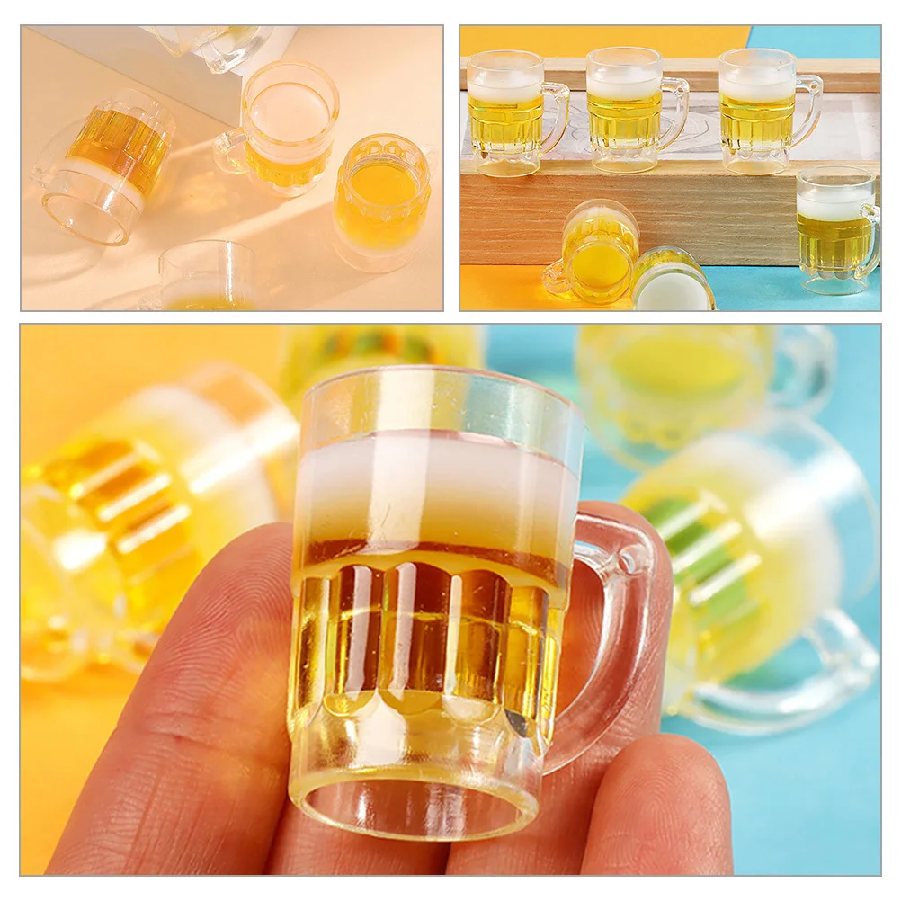 12 szt. Miniaturki kufli do piwa z żywicy, dekoracja do domku dla lalek, miniatura na biurko, kubek do piwa do domku dla lalek, rekwizyt do scen zrób to sam, rekwizyt do zdjęć