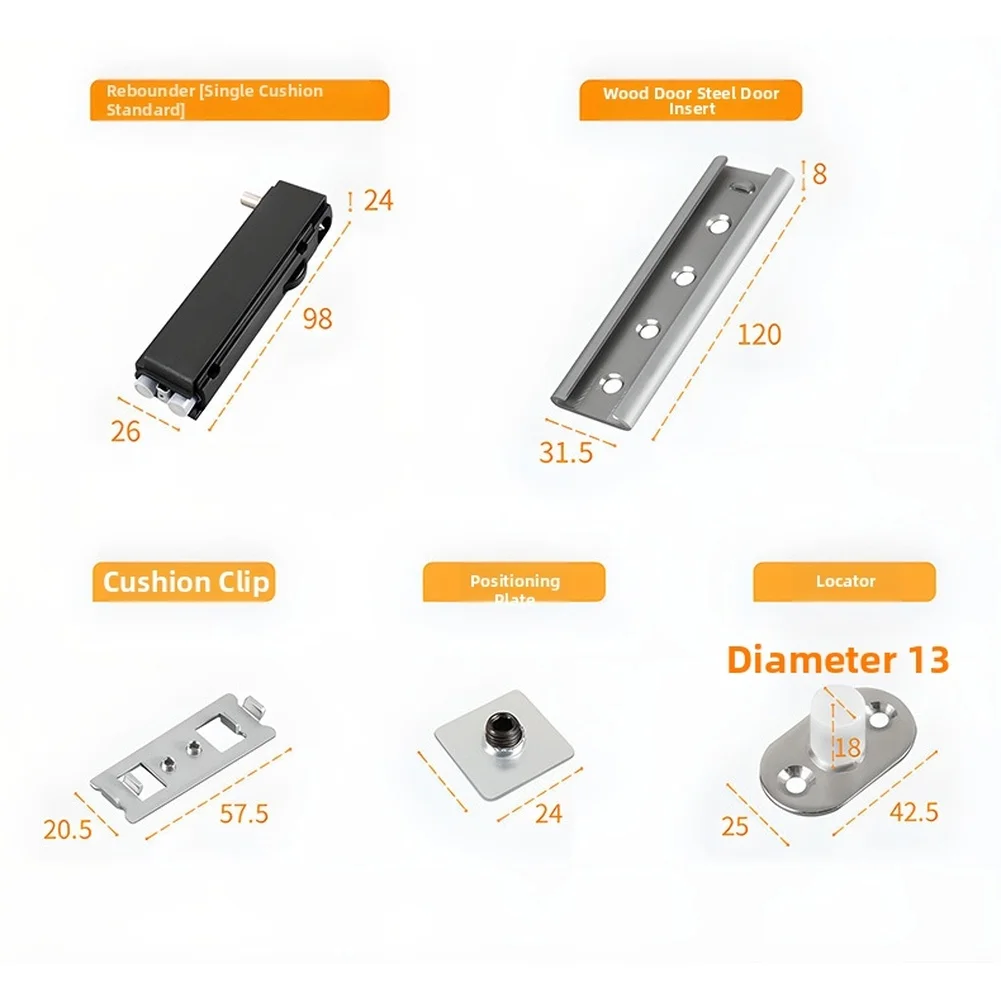 Concealed Pocket Door Sliding Track Wood Door Two-way Buffer Pulley Sliding Door Set Adjustable Height Hardware Tool ﻿