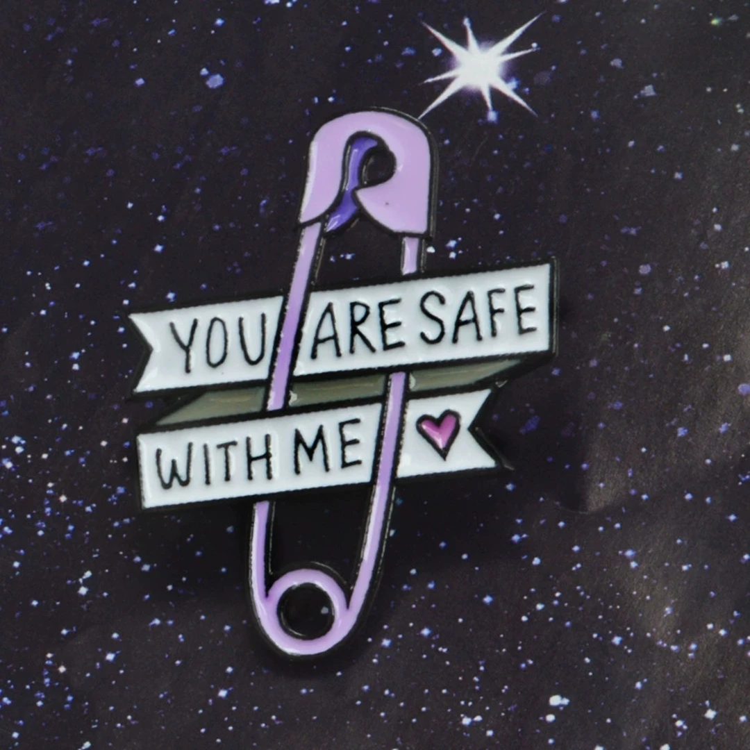 LGBT Rainbow Pride Enamel Pins You Are Safe With Me Round Brooches Lapel Badge Jewelry Gifts For Gay Lesbian Homosex Friends image 5