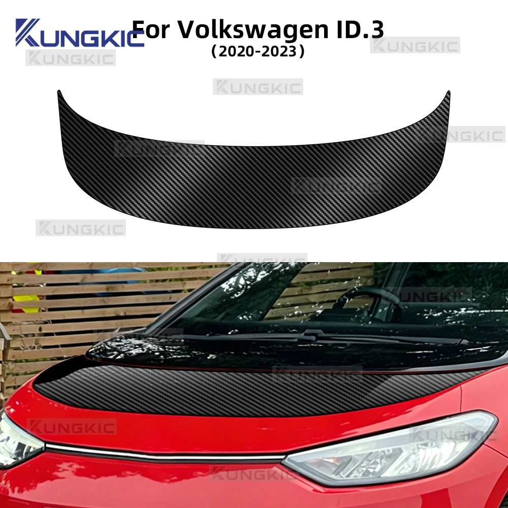 Car Engine Hood Bonnet Sticker for Volkswagen ID.3 VW 2020-2023 TPU Carbon Texture Protection Film Exterior Kit Anti-scratch