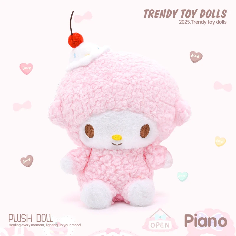 Sanrio Anime Kawaii Piano Lam Poppen Schattige Pluche Pop Slaapkamer Kussen Ornamenten Cartoon Meisje Tas Hanger Sleutelhanger Speelgoed Verjaardagscadeau